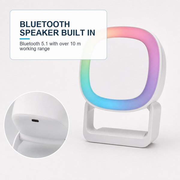 5 in 1 Night Light Speaker with wireless Charger and Phone Holder 4