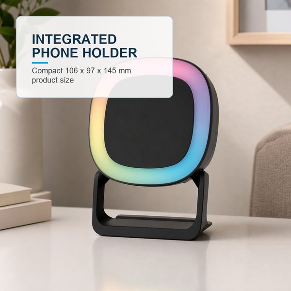 5 in 1 Night Light Speaker with wireless Charger and Phone Holder 6