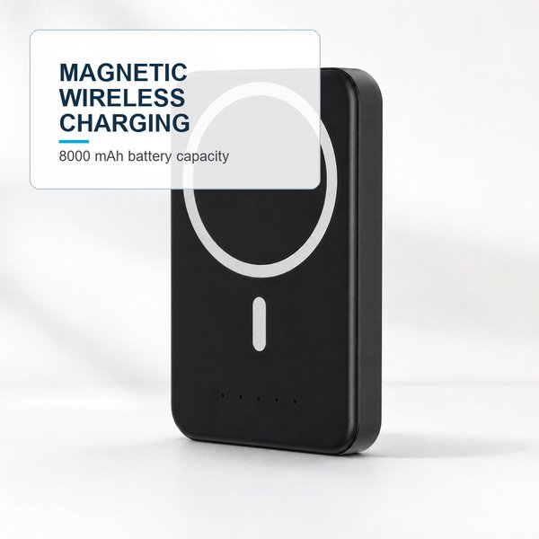 Magnetic Wireless Power Bank 8000 mAh Light Up Logo 2