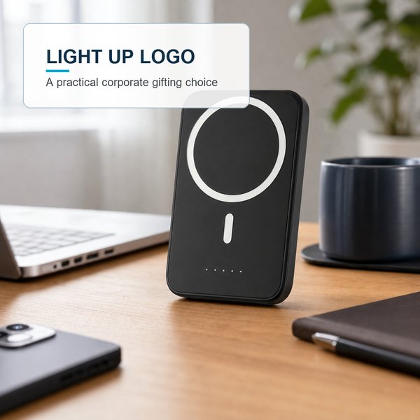 Magnetic Wireless Power Bank 8000 mAh Light Up Logo 7