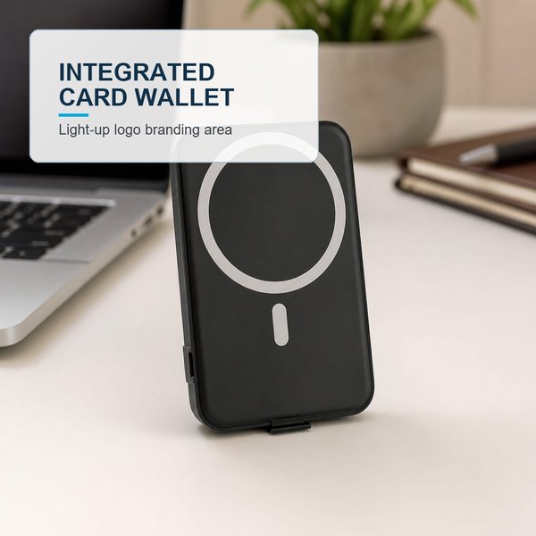 MagSafe Power wallet Light UP Logo Power bank Charger Card wallet 6