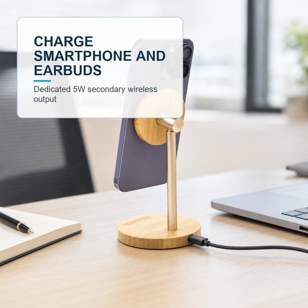 Bamboo Wireless Charger Stand 5
